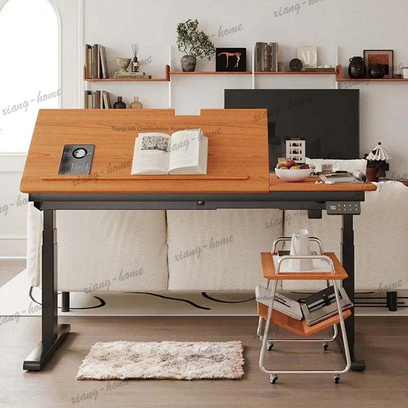LD Nordic High-end Solid Wood Height Adjustable Desk Modern Designer Study Computer Desk Tiltable Learning Desk