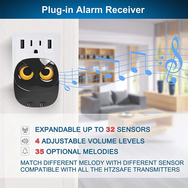 Security Alert System 1/2 Mile Wireless Lane Alerter Motion Sensors And Detectors Monitor Outdoors/Indoors,US Plug