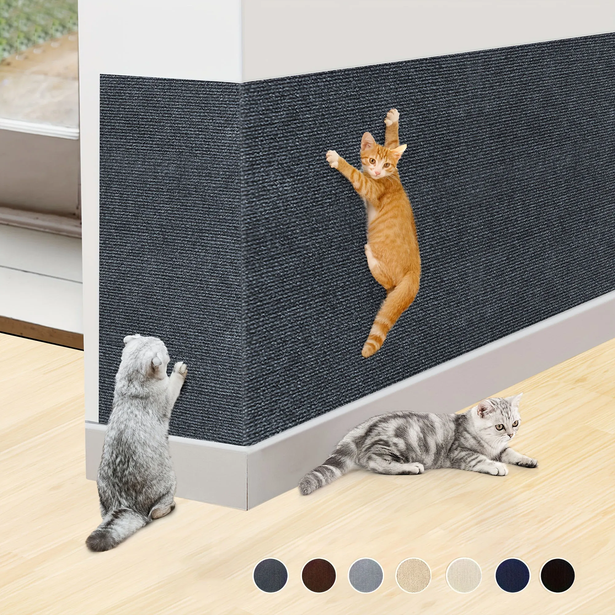 Image of Katzen-Kratzmatte Selbstklebende Interaktive Haustier-Katzenklettermatte Wand-Ersatz-Kratzpad Möbelkanten-Schutzaufkleber