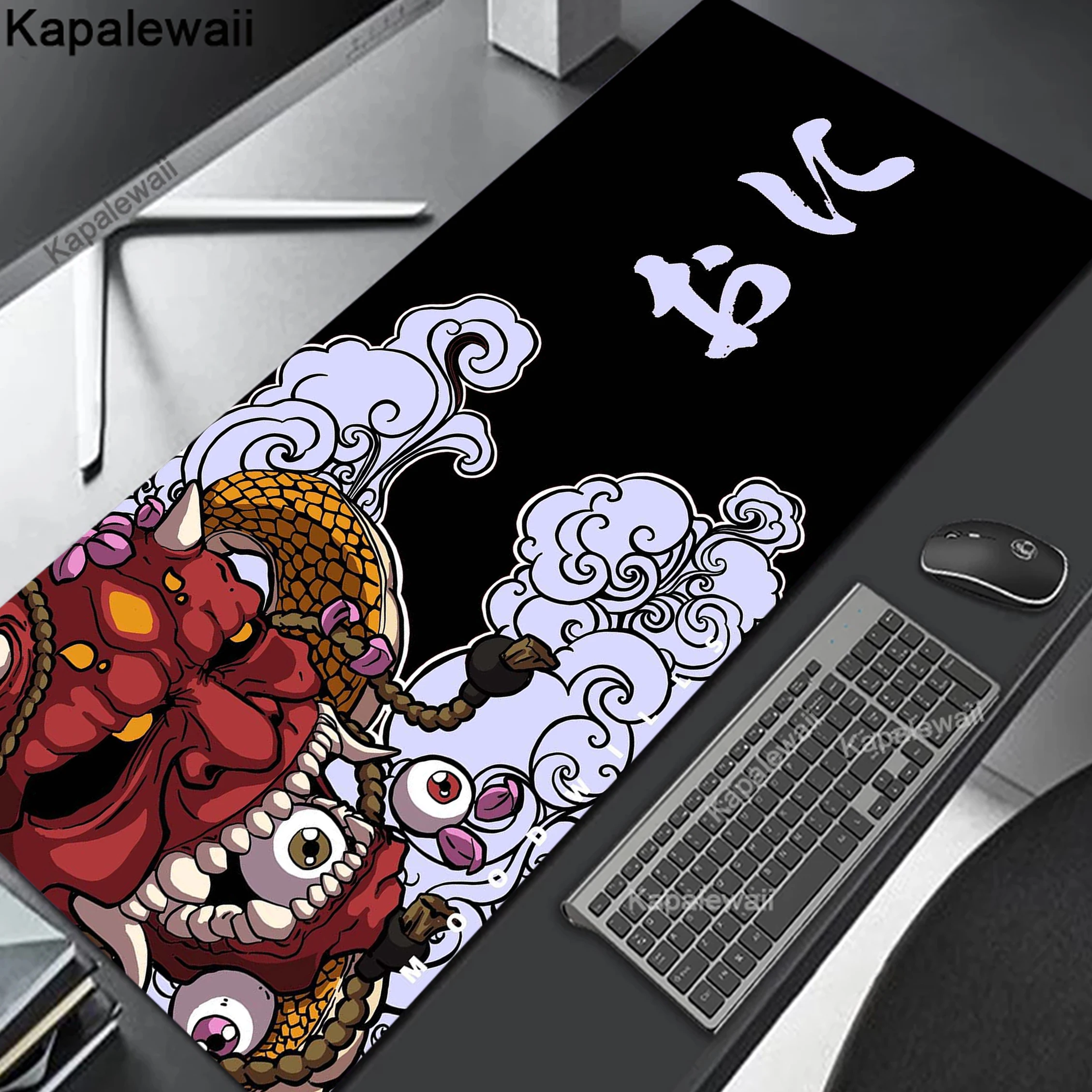 

Mouse Pad Japanese Style Oni Large Gamer Mousepad Keyboard Mat XXXL Mouse Mats 90x40cm Natural Rubber Desk Pad Design Desk Rug