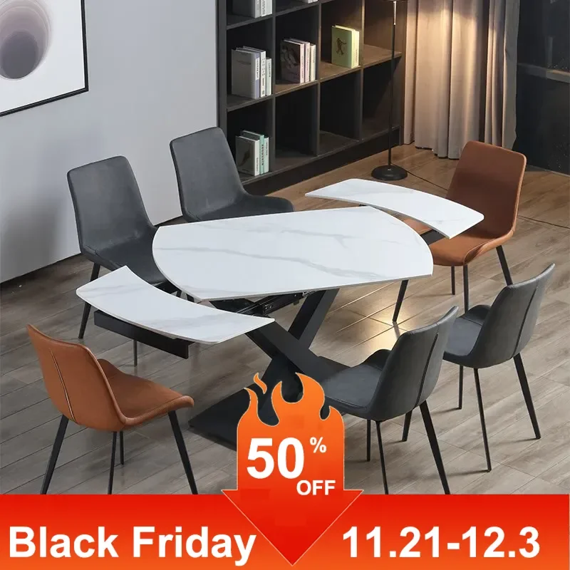 Multifunction Home Furniture Dining Table Kitchen Elegant Tables Service Marble Reception Chairs Extendable Muebles Luxury