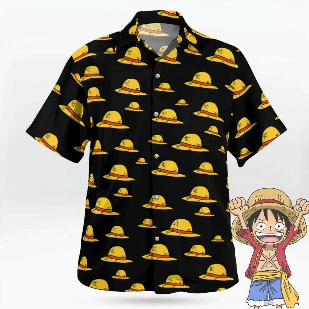 Men's One Piece Hawaiian Shirt Summer Bright Tropical Short Sleeve Casual Anime Kids Clothes Loose Beach Holiday Shirt Tops