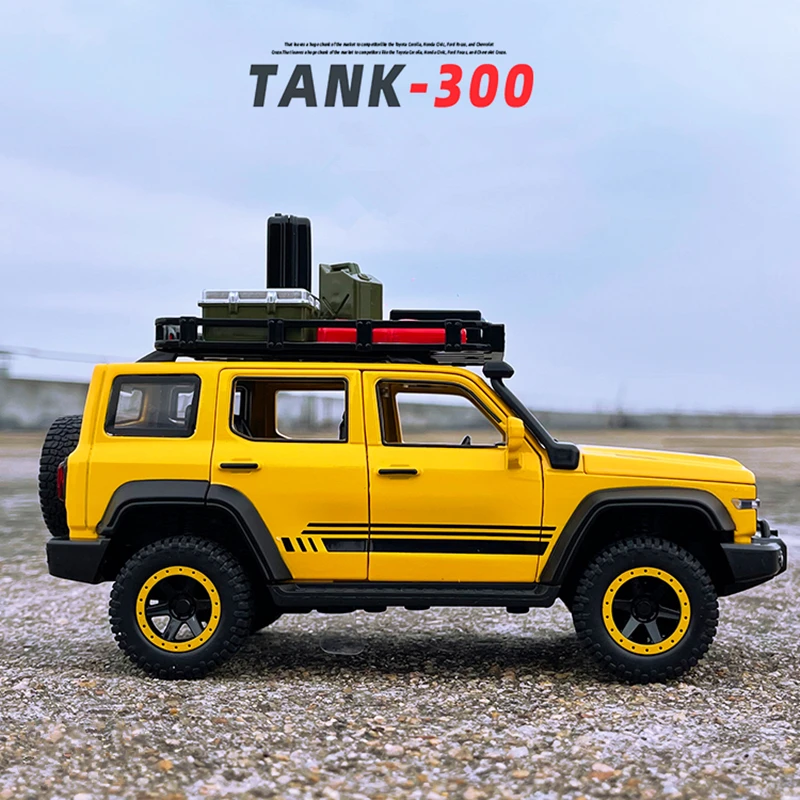 1:24 Off-Road Version Tank 300 Alloy Car Model Diecast Metal Toy Modified Off-road Vehicles Car Model Sound and Light Kids Gifts