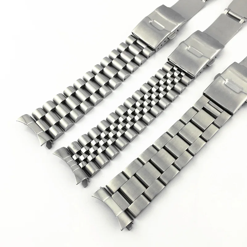 Correa de extremo curvado, correas de 20mm y 22mm para Seiko SKX007 SKX009 SKX011, pulsera Universal de repuesto, pulsera completa de acero inoxidable