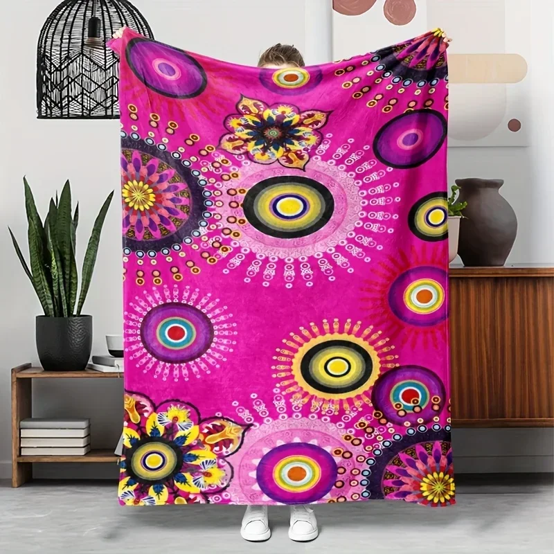 Vibrant Bohemian Mandala Print Throw Blanket Cozy Decorative Living Room Couch Throw for Boho Chic Decor