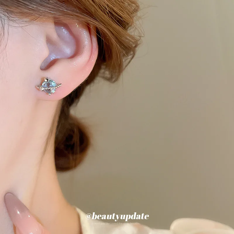 2024 New Lovely Mini Color Bright Star Series Earrings Pink Stars Color Zircon Earrings High Sense Fashion Jewelry Gifts