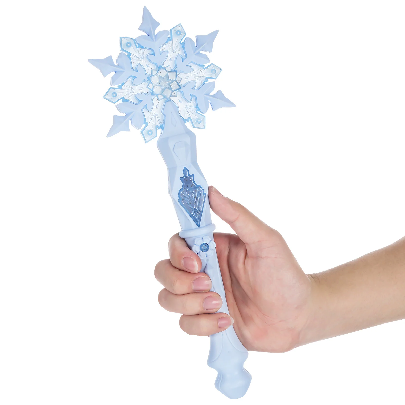 Snow Girl Cosplay Prop Light Up Queen Snowflake Clothing Glow Toy for Dress-up Plastic Birthday Party Supplies Blue