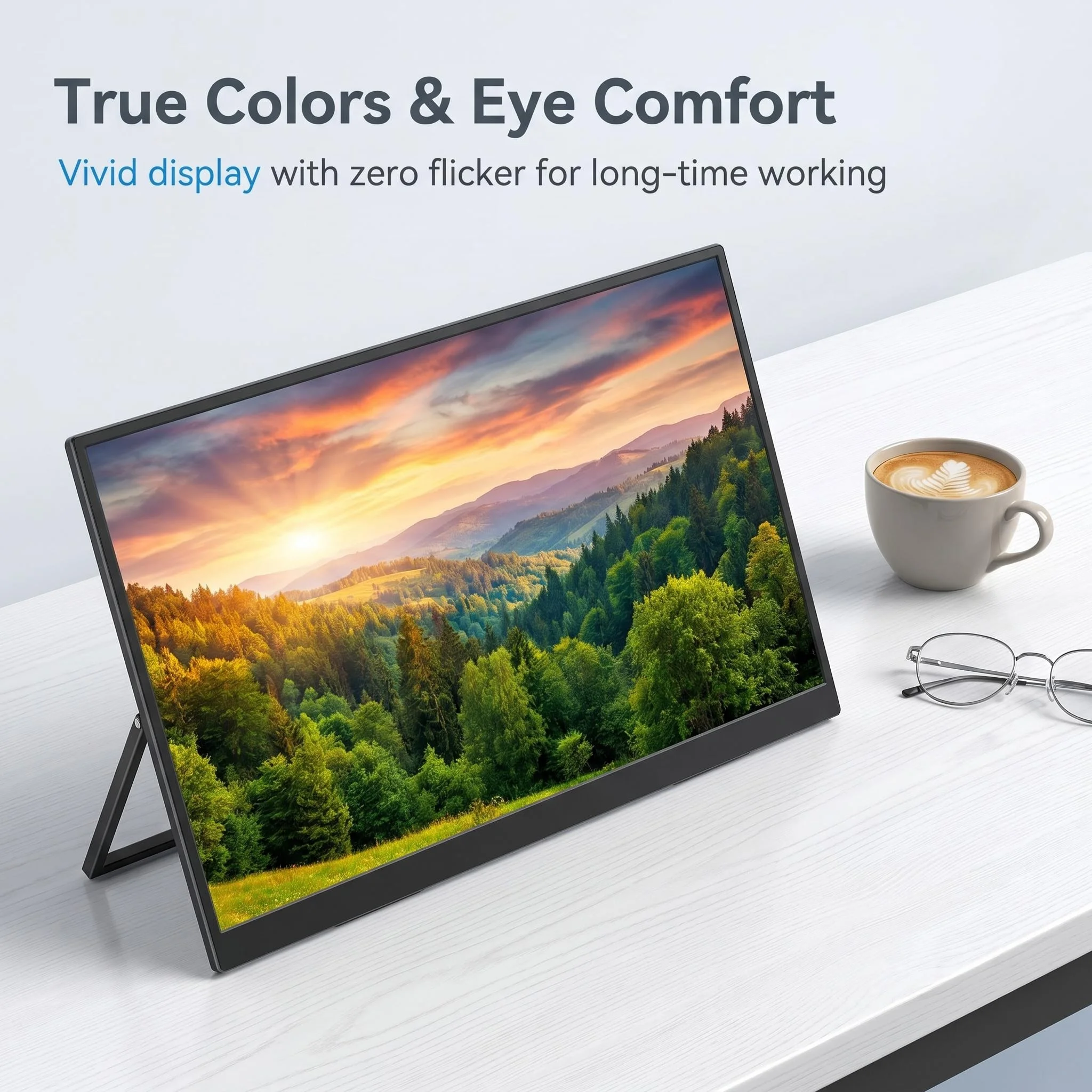 14 inch Portable Monitor 1200P IPS 100% SRGB Built-in Bracket USB-C One Line Direct Connection Ultra-Thin Business Tr