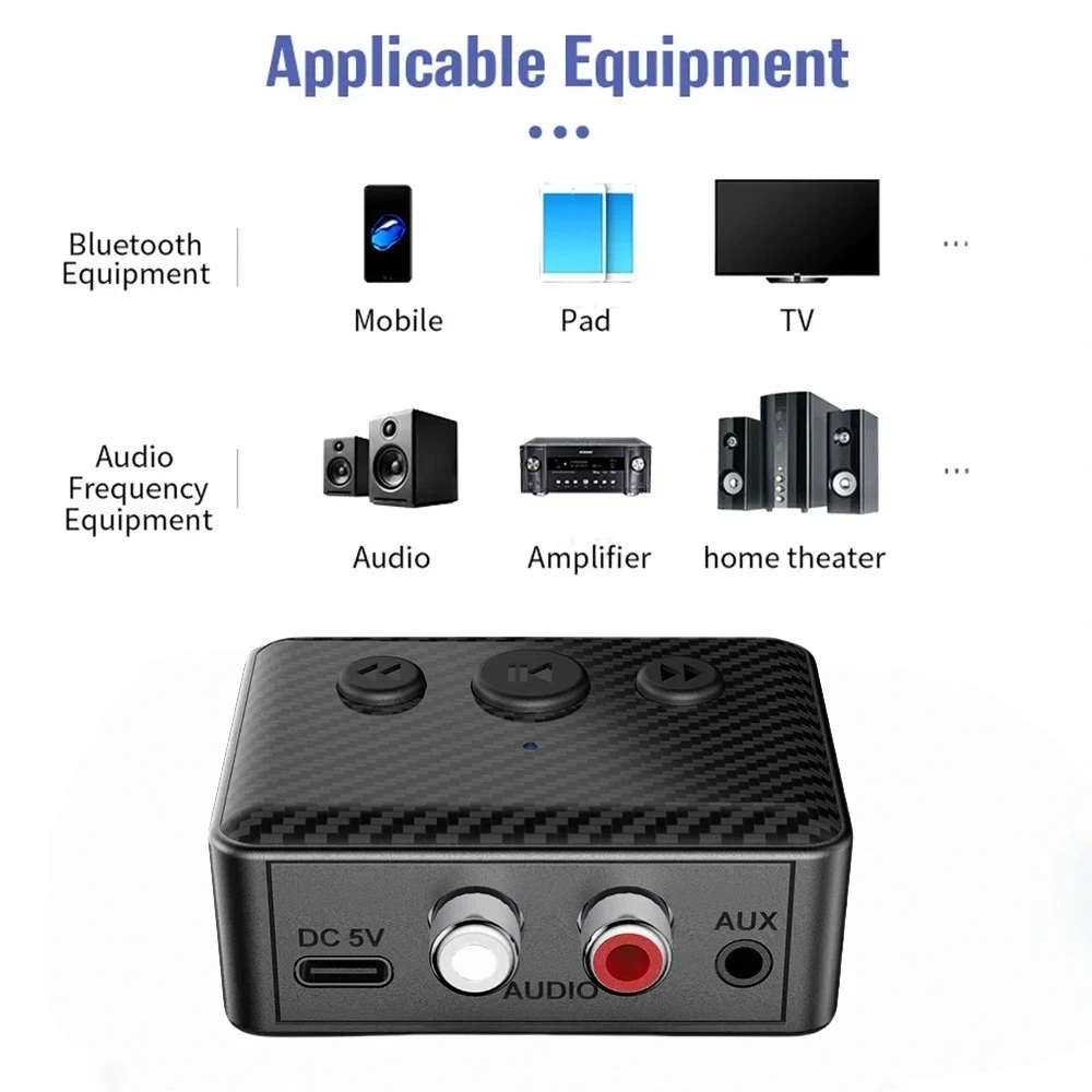 USB بلوتوث 5.4 استقبال الصوت محول موسيقى ستيريو لاسلكية 3.5 مللي متر AUX R/L RCA دعم تشغيل U-القرص لمكبر الصوت المكتبي أمبير