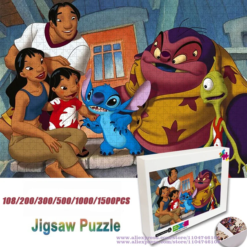 

Anime Lilo & Stitch Puzzle Jigsaw 108/200/300/500/1000/1500Pcs Jigsaw Puzzle Intelligence Puzzles for Kids & Adults Home Decor