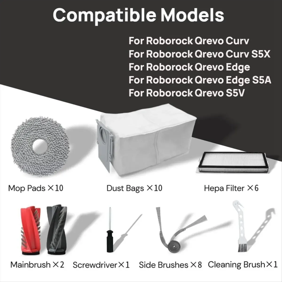 

Accessories Kit for Qrevo Curv/Curv S5X/Edge/S5V Robot Vacuum Cleaner Replacement Parts