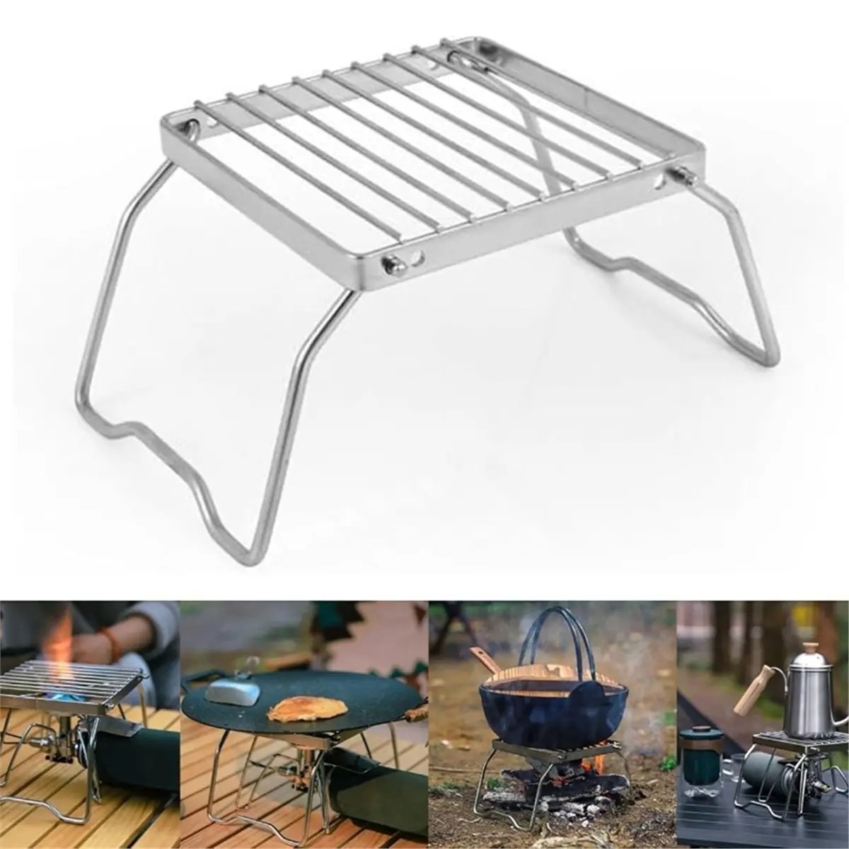Propane Camping Stove - Portable Outdoor Grill Stand with Foldable Shelf