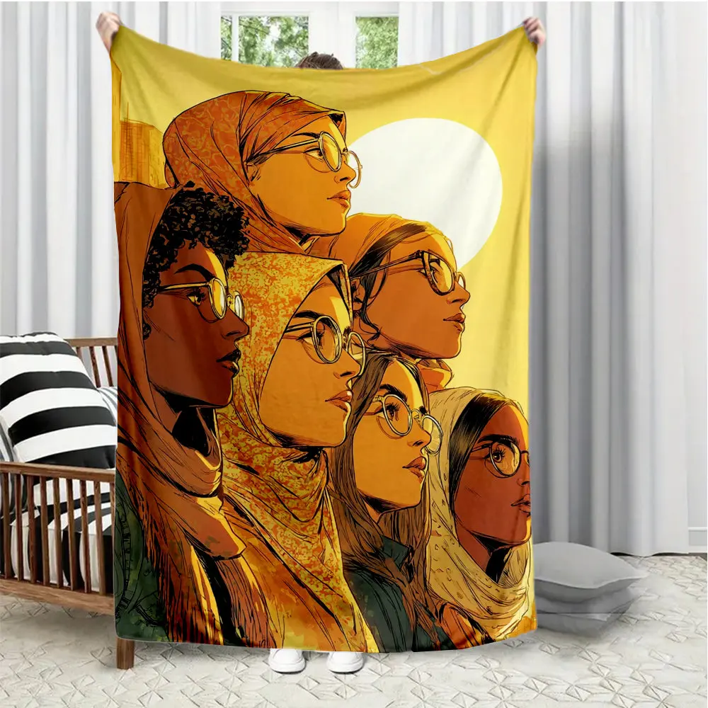 Women's Gathering Design Flannel printed blanket suitable for all seasons suitable for living room office sofa and travel