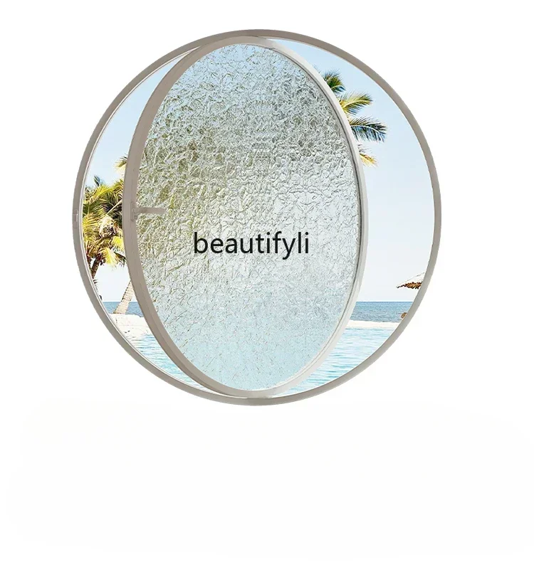 03 Central axis rotating round window Moon window Indoor peep-proof round glass Attic landscape round Art window