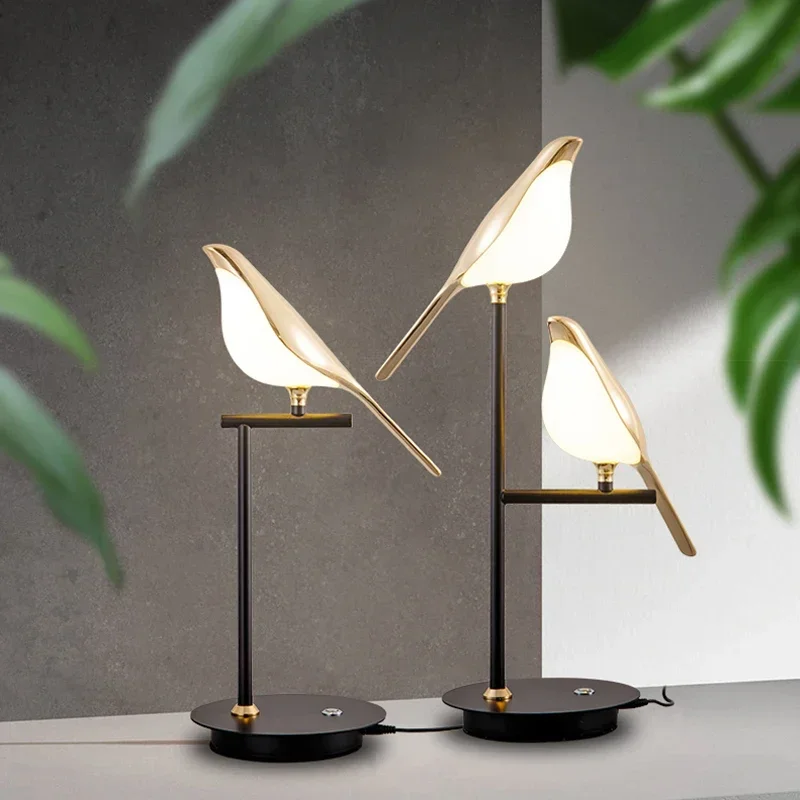 

FSS Modern Nordic Bird Stand Floor Table Desk Lamp LED Light Simple Magpie Bedroom Bedside For Living Room Sofa Study Reading