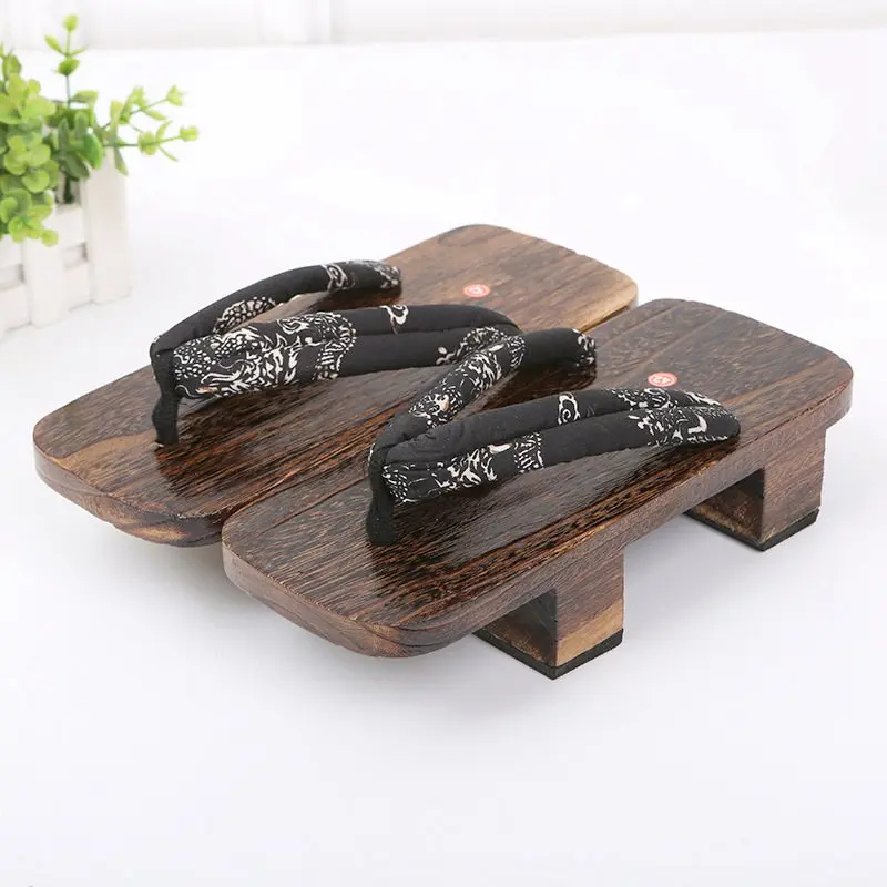 Zapatos tipo kimono de dragón japonés para hombre y mujer, zuecos para disfraz de Cosplay, chanclas tradicionales de samurái de madera, zapatillas orientales