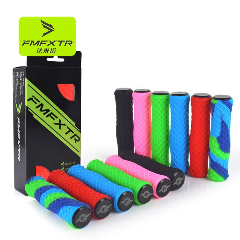 

Bike Handlebar Grips Rubber Comfortable Bicycle Handle Grip for MTB/BMX with Plastic End Caps Anti-slip and shock-absorbing
