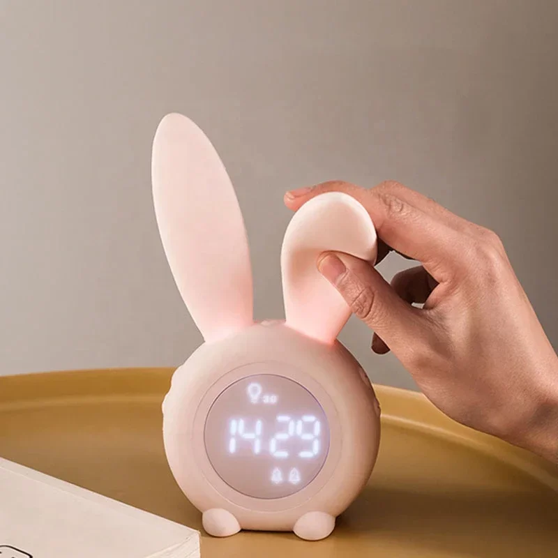 Ready to ShipIn Stock Fast Dispatch New Cute Rabbit Timer Alarm Clock Creative LED Electronic Gift Sound and Light Control Night