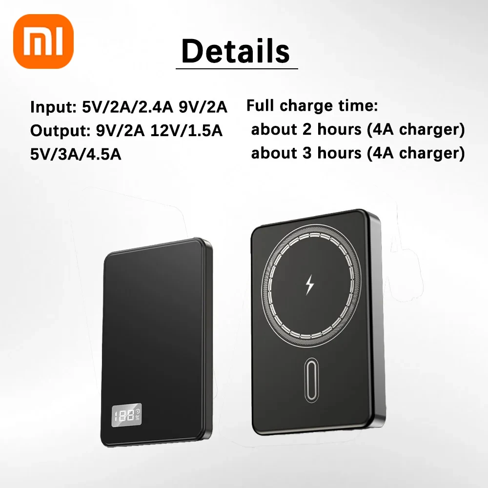 Xiaomi 20000mAh 薄型 マグネット式 ワイヤレスモバイルバッテリー PD 22.5W 急速充電 ポータブル 外付けバッテリー Magsafe対応 iPhone/Samsung用