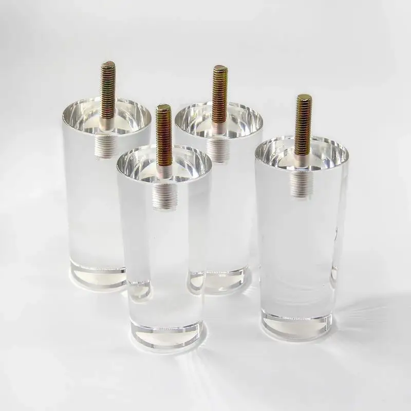 4Pcs Clear Acrylic Sofa Legs DIY Round Replacement Furniture Legs for Cabinet Dressser Couch Ottoman Footstool TV Stand
