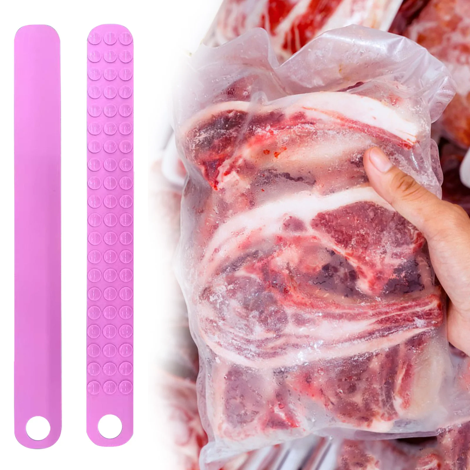 2pcs Silicone Meat Thaw Belt,Defrosting Stripes,Food Grade Rapid Thaw Defrosting Belt,Multifunctional Safe Quick Thaw Belt