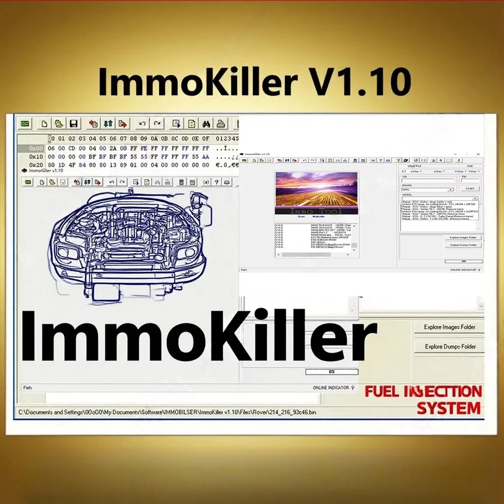 New ImmoKiller V1.10 IMMO Off Software v1.1 Immo Killer ECU Programmer Tool for Car Repairing Passing Virigining the Immobilizer