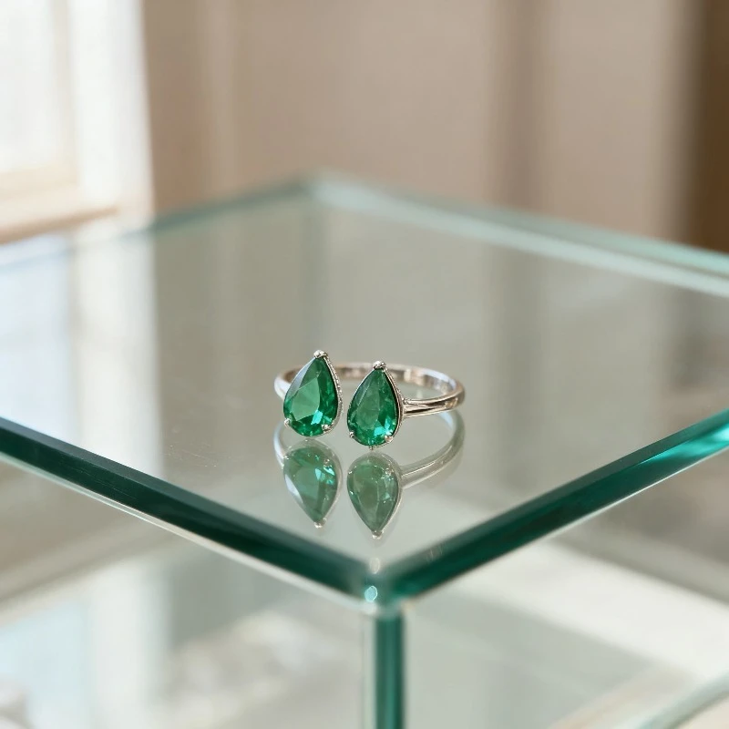 

Открытое регулируемое кольцо из стерлингового серебра 925 пробы на заказ с двумя грушевидными камнями, ювелирные украшения для женщин, идеально подходящие для подарков на годовщину свадьбы