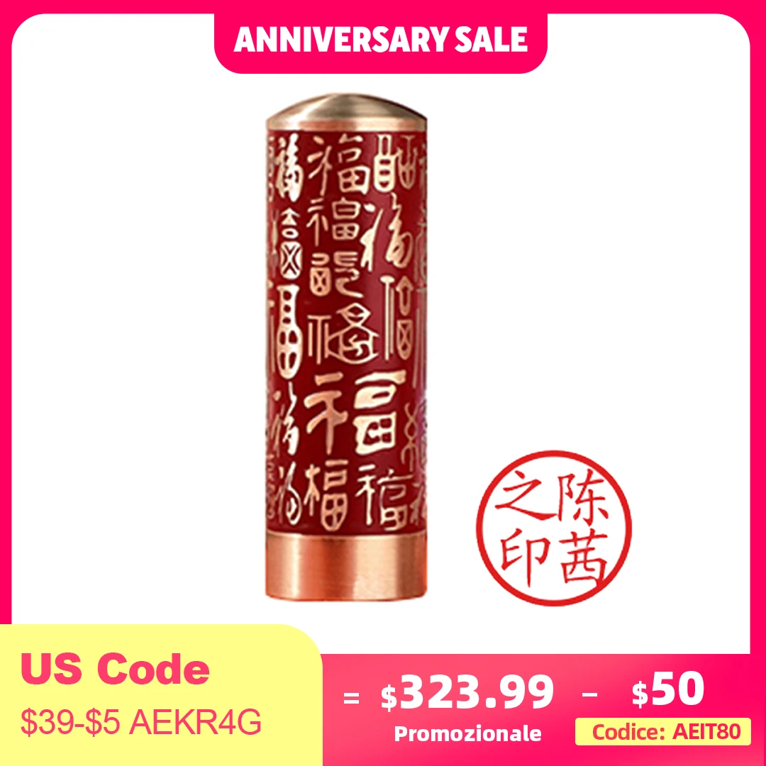 

Brass Name Stamp for Calligraphy Painting Round Metal Seals Customized Birthday Gifts Private Signature Chop Fu Lucky 22mm