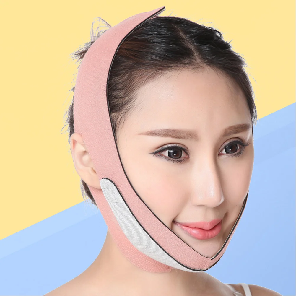 

1pc Face Lifing Mask Artifact Small V Line Face Thin Masseter Muscle Chin Strap (Pink) thin face strap