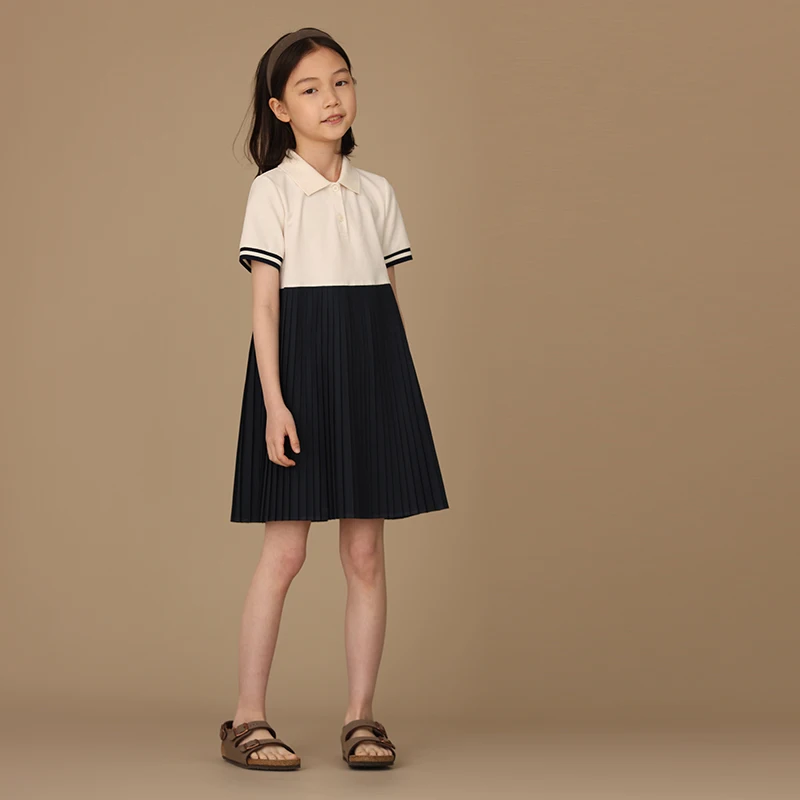 Kids Clothes Girl Kids Skirt Polo Skirt Girls College Dress Hepburn Literary Girl Summer Dress SundressDress Pleated Skirt