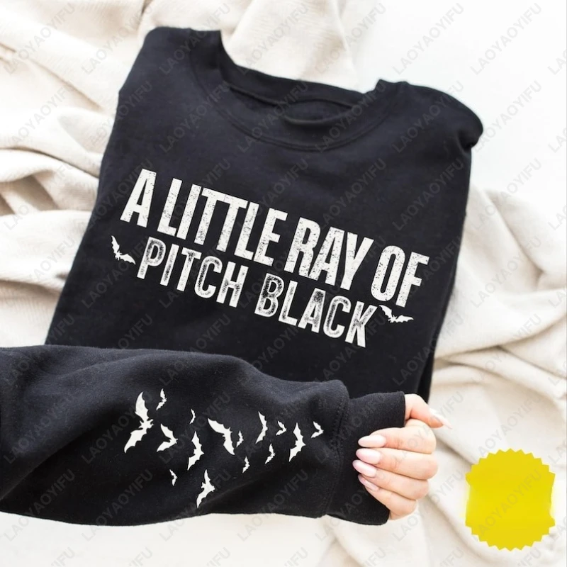 Gothic Halloween Bat Sleeve Dark Humor Crewneck Pullover Men Women All Saints' Day Hoodie Creative Fashion Keep Warm Sweatshirt