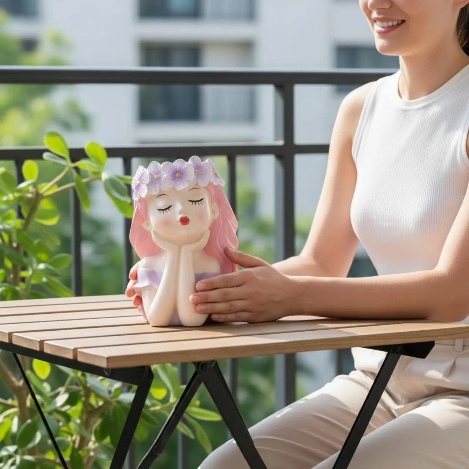Fairy Plant Pot Creative Design Succulent Planter Figurine Girl Planter Statue Decorative Decor Item Cute for Balcony, Garden - view 4