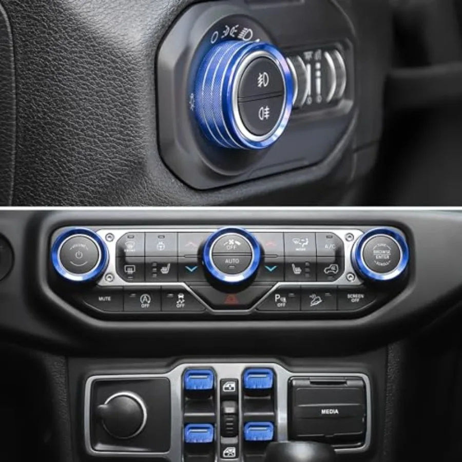 

JL Switch Button Covers Window Control Air Conditioner Headlight Volume Radio Knob Trims Interior Accessories Compatible with J