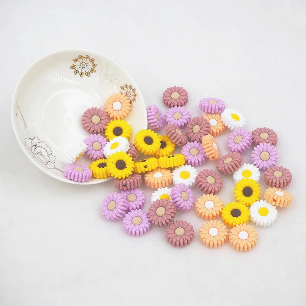 Chenkai 10pcs Baby Silicone Beads Sunflower Beads BPA Free Teething Infant Chewable Dummy Necklace Pacifier Toy Accessories