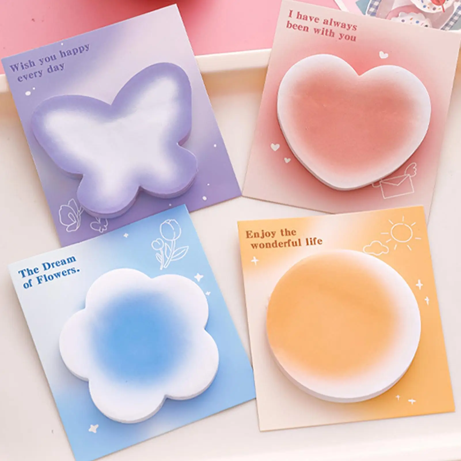 Gradient Sticky Notes Gradient Color Sticky Note Pads Planner Special-shape Sticky Notes for Kids Adhesive Sticky Notes