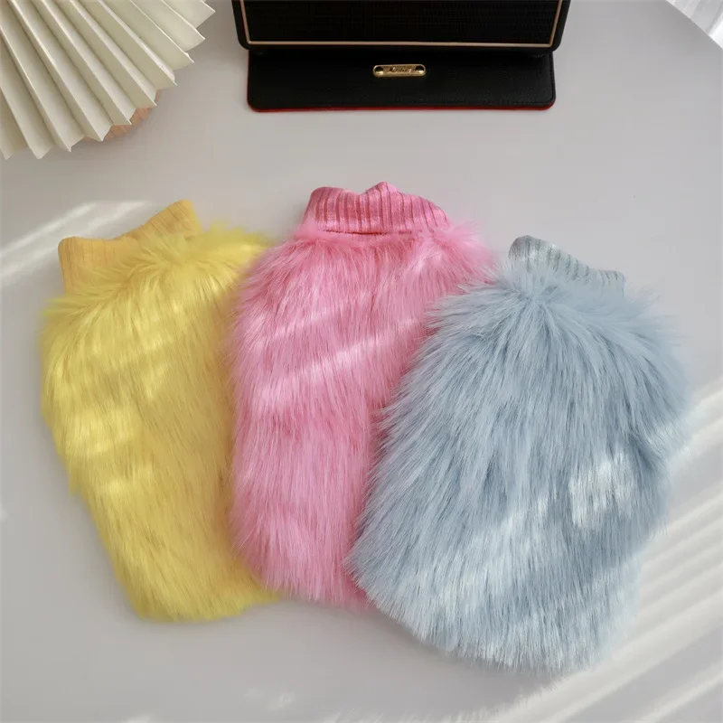 Pet Clothes Dog Winter Clothes Warm Thick Knit Fur Turtleneck Sweater for French Bulldog Teddy Schnauzer Corgi Chihuahua