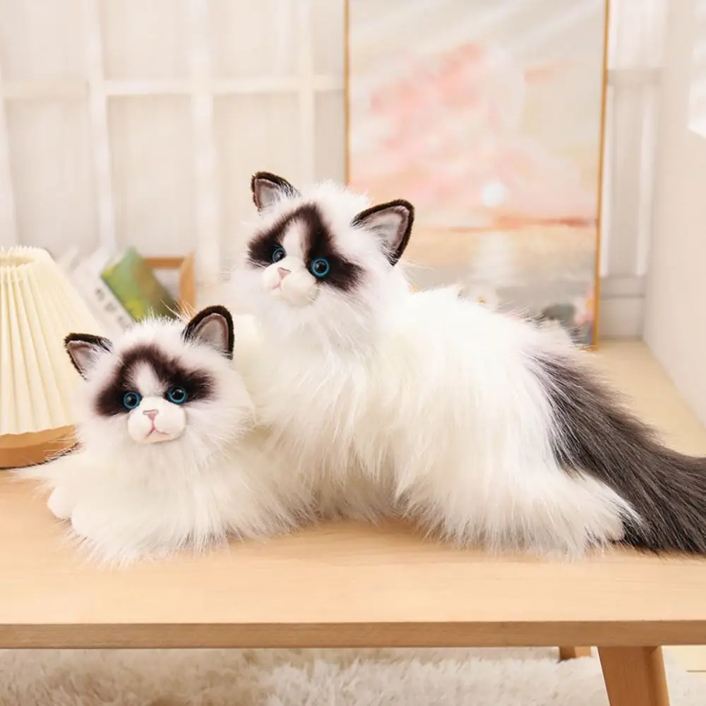 Stuffed Doll Simulated Cat Plush Toys Fluffy Long Hair Ragdoll Cat Plush Toy Cute Collection Plush Kitty Figures Toy