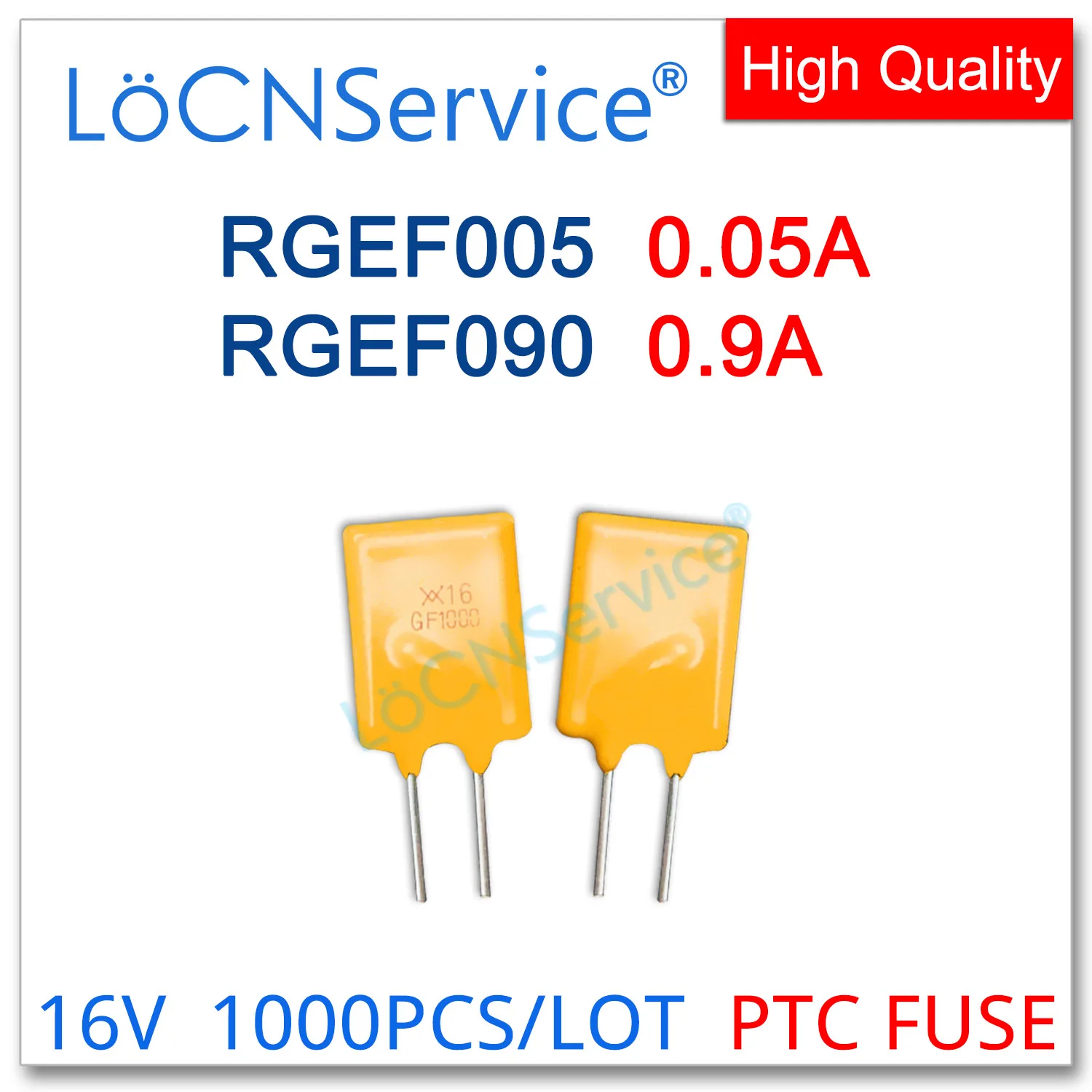 LoCNService 1000PCS RGEF005 RGEF090 16V 0.05A 0.9A GF005 GF090 JK16-005 JK16-090 Resettable Fuse PTC DIP Chinese High Quality