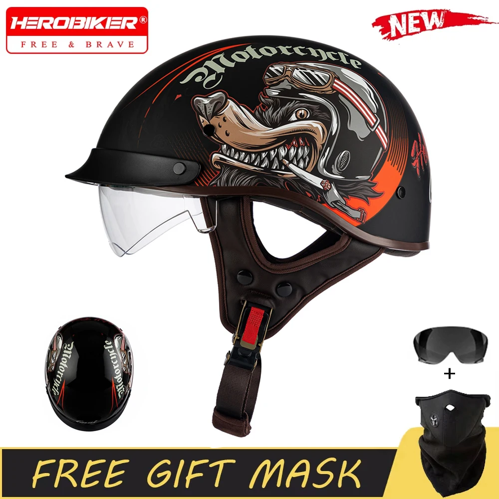 하프 헬멧 남자 여자 오토바이 하프 헬멧 스쿠터 사이클링 마모 방지 및 낙하 방지 오토바이 타기 헬멧