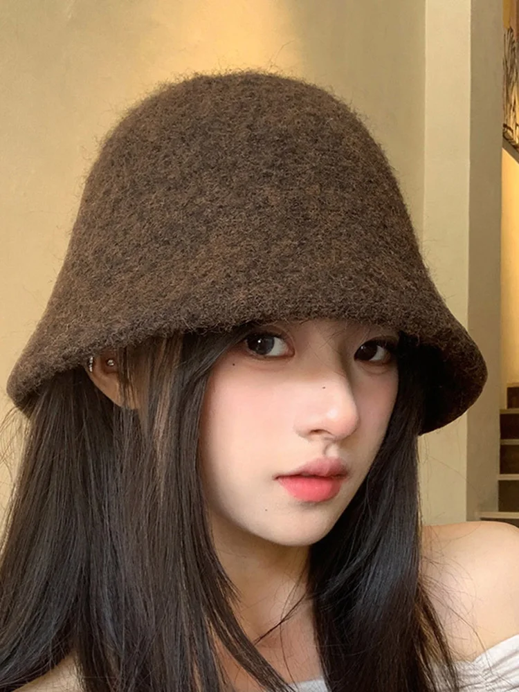 2026 New Autumn Winter Wool Bucket Hat Women Fashion Vintage Fisherman Hats Versatile Cap Spring Felt Hat 6 Colors Foldable Hat