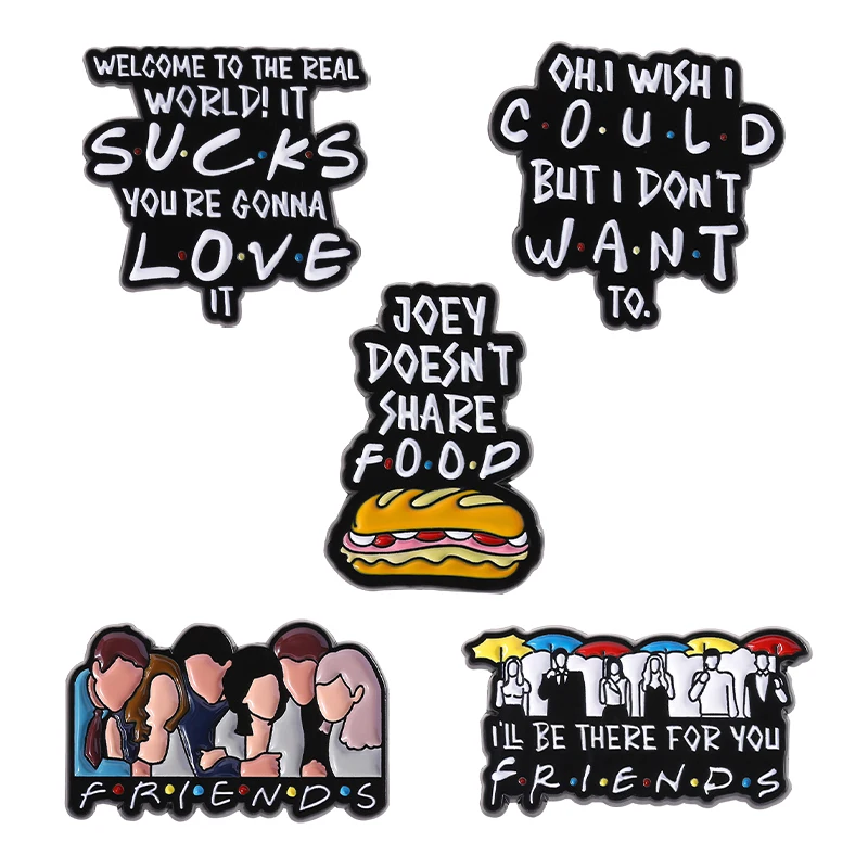 Broche en émail pour meilleur ami, humoristique des années 90, classique, comédie, émission de télévision, Collection de personnages, sac à dos, Badge à revers, bijoux TV classiques, cadeau