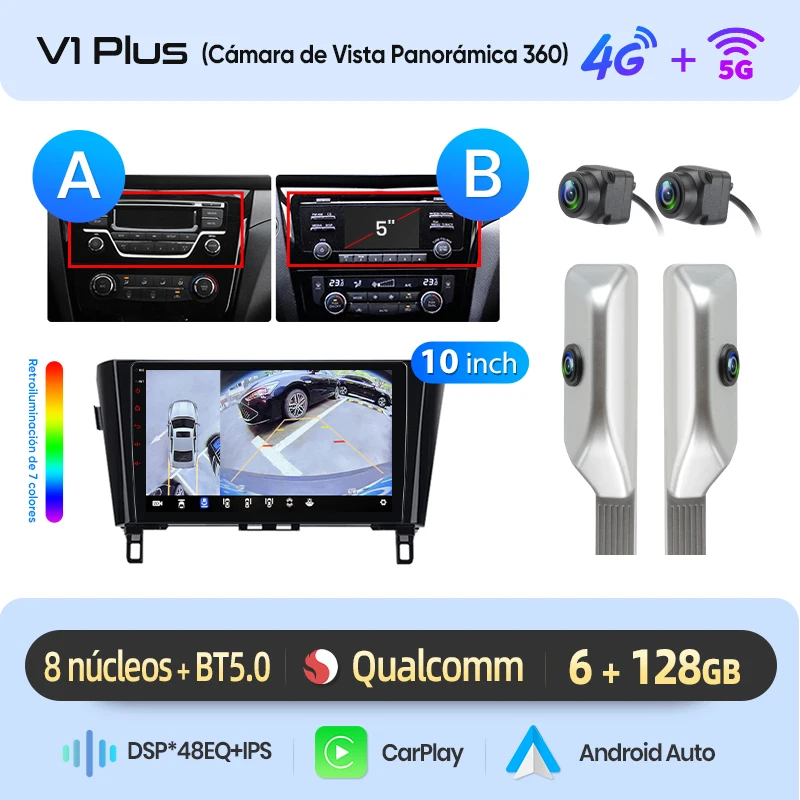 Junsun Radio VozAI voor Qashqai J11 X-Trail3 2013-2017 draadloze CarPlay AndroidAuto autoradio 2DIN met Bluetooth DAB+ GPS RDS