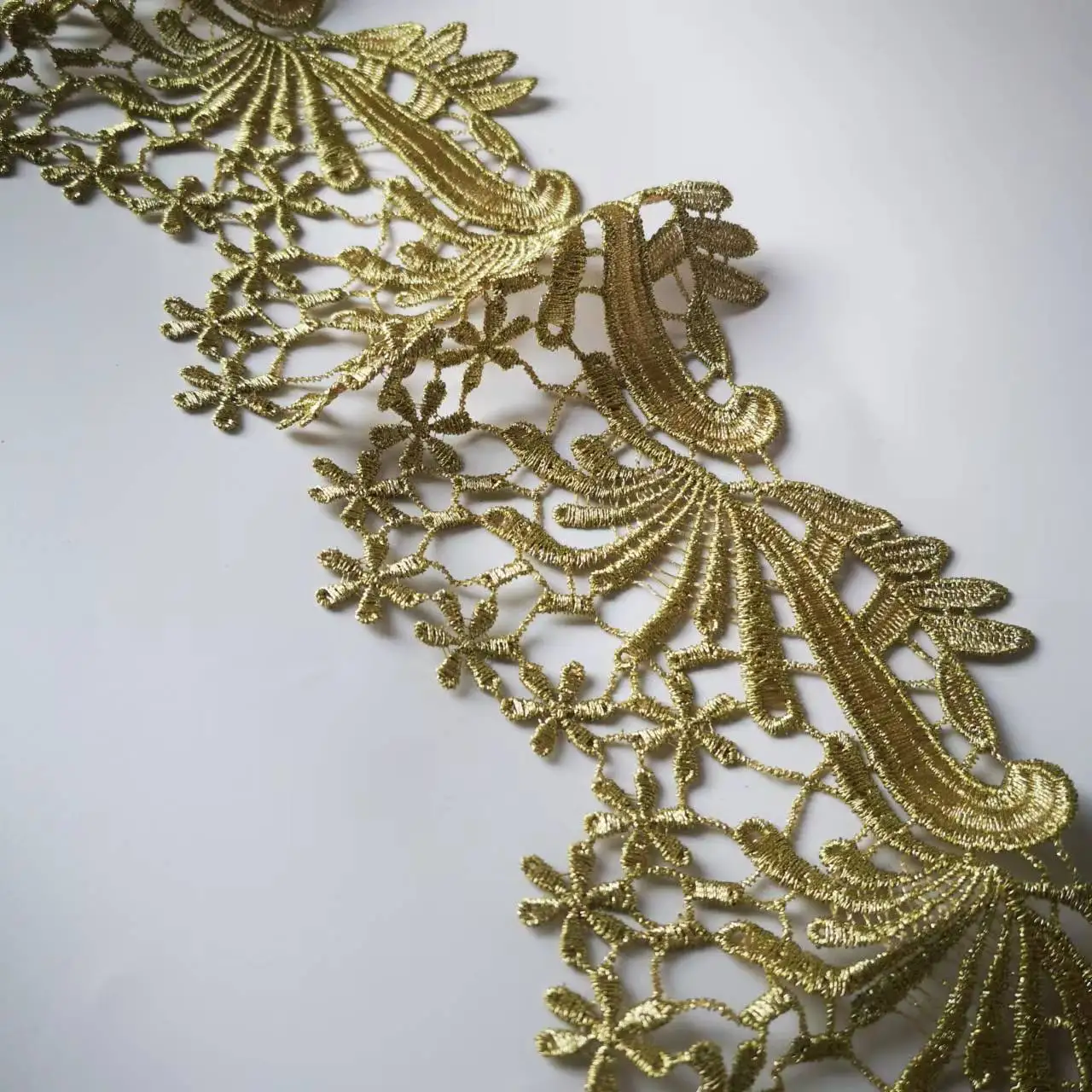 1 Yard 9cm Width Good quality Gold Venice Lace Trim Wedding DIY Crafted Sewing Flower Venise Lace Trim Fabric