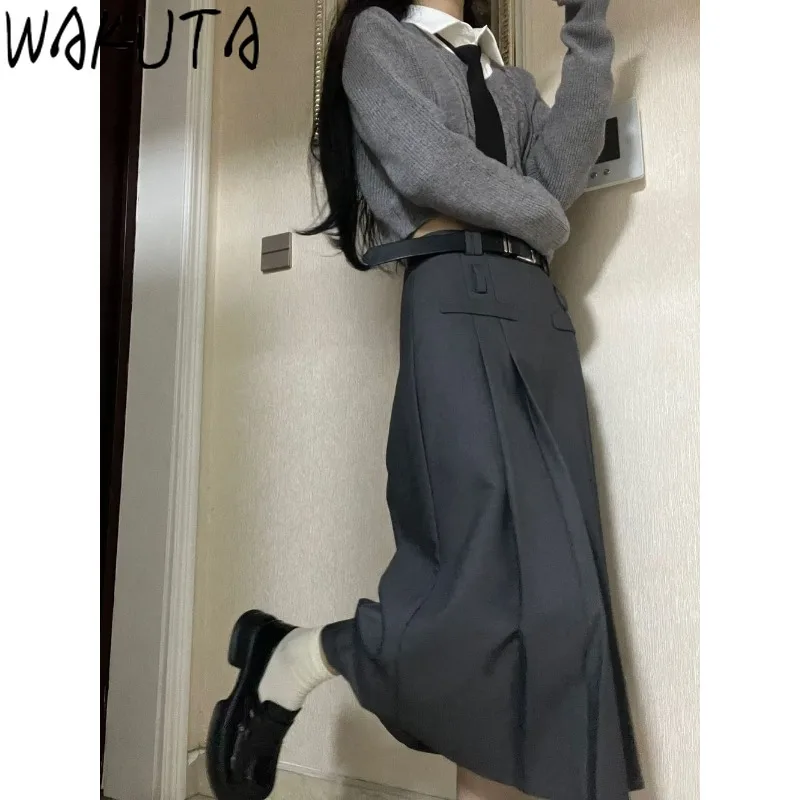 2024 Autumn Chic Fashion Turn Down Collar Blouse+ Twist Knitted Women Cardigan + Slim All Match Skirts New 2 Set Ropa Mujer