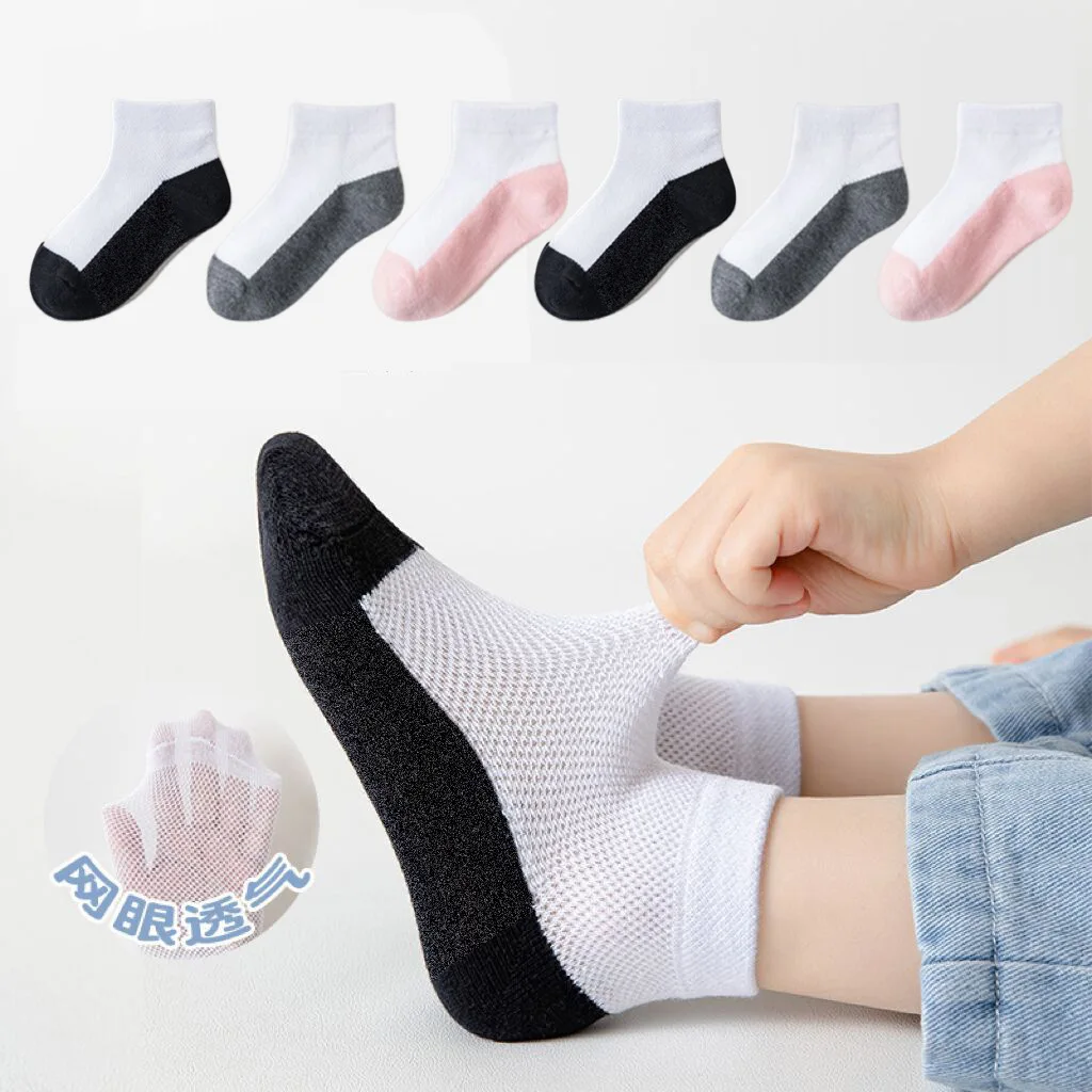 Frühling Sommer Kinder Jungen 5Pairs Socken Atmungsaktive Gespleißt Infant Babys Jungen Mitte Rohr Socken Kleinkind Kind Jungen Anti-rutsch Socke