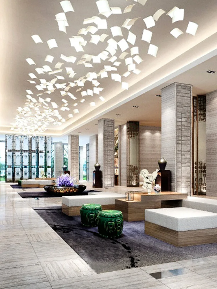 Creative, glass, chandelier, hotel, lobby, art lamp