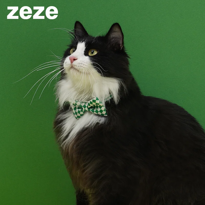 Halloween Pets Collar Zeze Pet Handsome Bow Tie Cat Cute Bow Tie Photo Lattice Series Collar Pet Cosplay