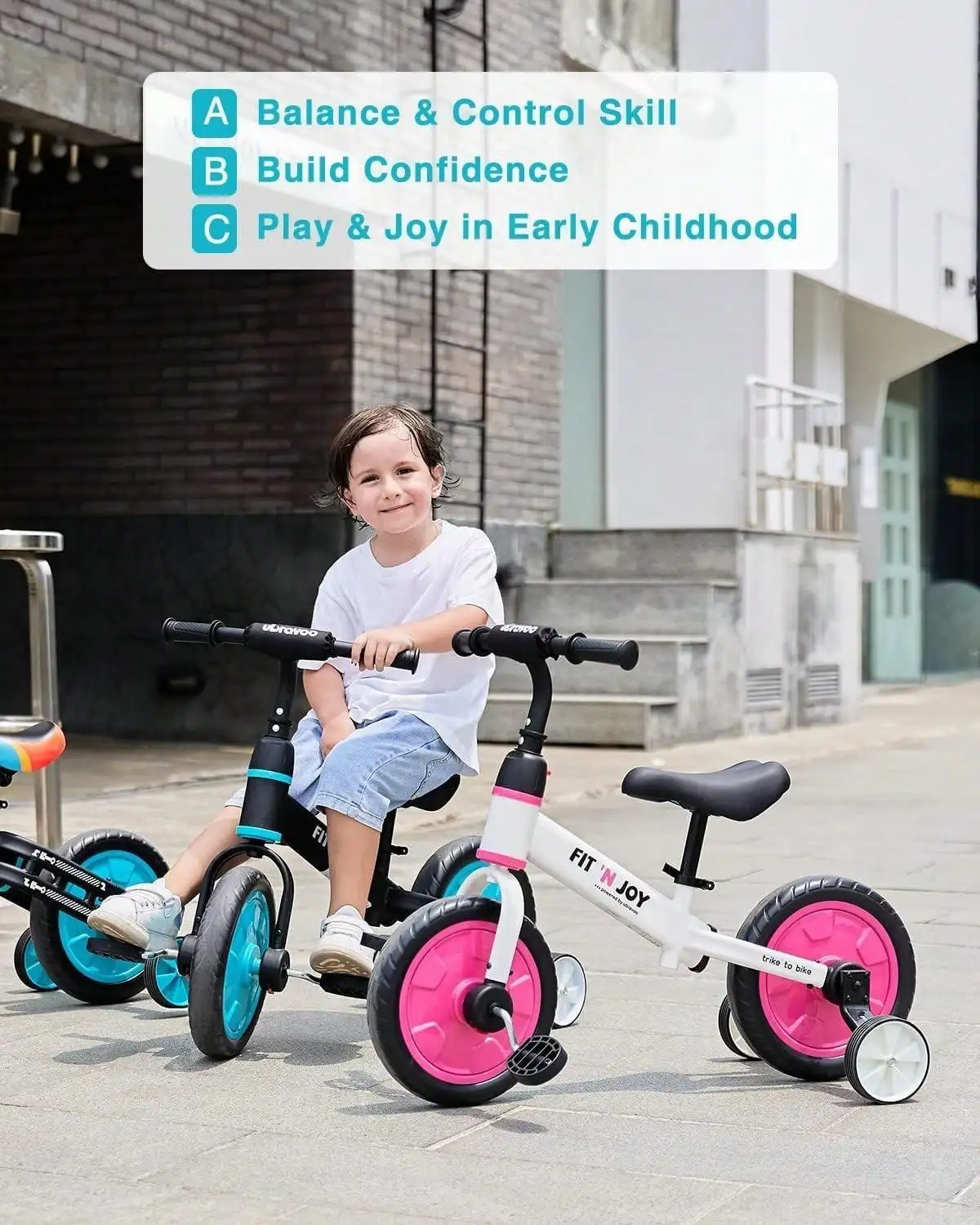 Kleinkind-Lernfahrrad, Fahrradspielzeug mit Stützrädern & Abnehmbaren Pedalen für 2-5 Jahre alte Jungen und Mädchen, Einfache Montage – Detail 10