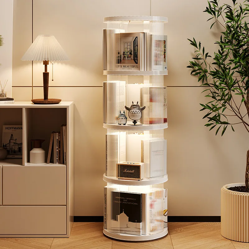 

360 Degree Rotating Bookshelf, Transparent Bookshelf, Children's Picture Book Storage Rack, Simple Floor Standing Storage Rack