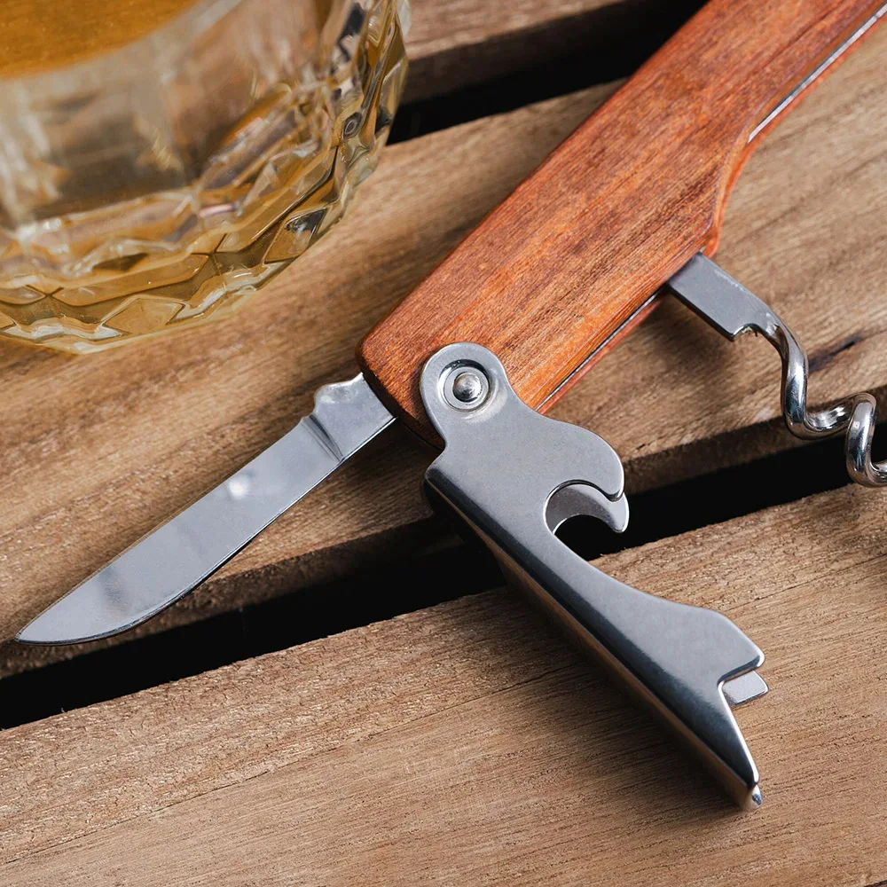 Personalised Logo Wood Handle Corkscrew Wine Opener for Wedding Gift, Custom Brand Logo Beer Bottle Opener